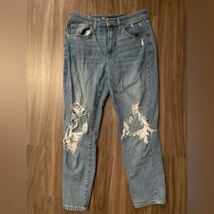 No Boundaries Ripped Boyfriend Jeans in Blue